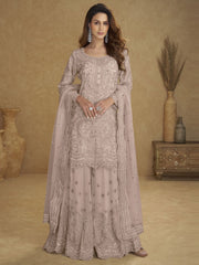 Dusty Mauve Embroidered Wedding Palazzo Suit