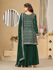 Green Sequence Embroidery Gharara Suit