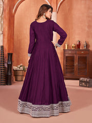 Purple Art Silk Festive Wear Anarkali Suit