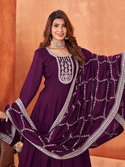 Purple Art Silk Festive Wear Anarkali Suit
