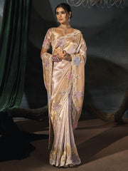 Beautiful Cream Wedding Festive Designer Saree
