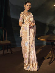 Beautiful Cream Wedding Festive Designer Saree