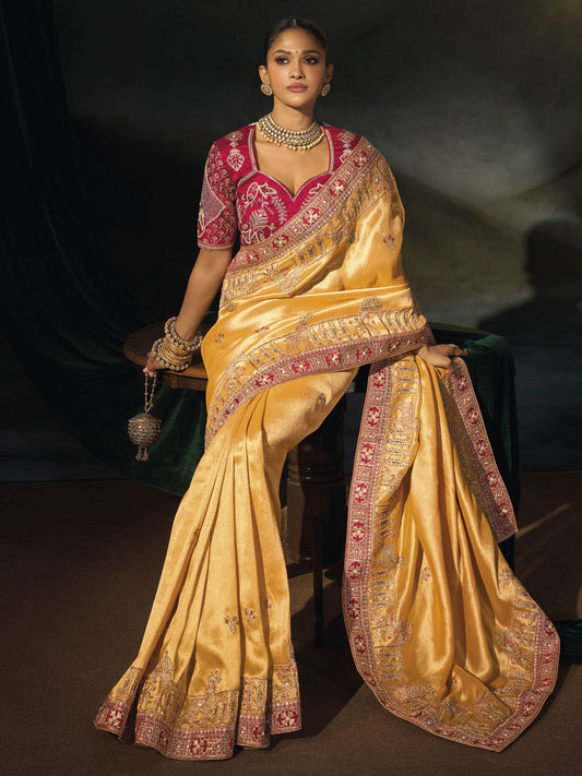 Mustard Wedding Festive Designer Saree