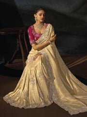 Creamy Wedding Festive Designer Saree