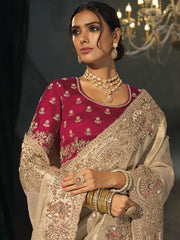 Beige Wedding Festive Designer Saree