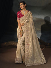 Beige Wedding Festive Designer Saree