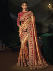 Orange Red Wedding Festive Designer Saree