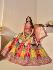 Vibrant Multicolor Zari Work Lehenga ? Perfect Bridal and Haldi Lehenga