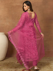 Women Ethnic Motifs Embroidered Panelled Thread Work Kurta with Trousers & With Dupatta