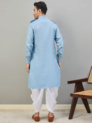 Men Regular Linen Kurta with Dhoti Pants