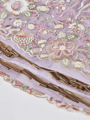 Mauve Net Sequins and thread embroidery Semi Stitched Lehenga choli and Dupatta