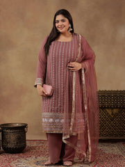 Women Ethnic Motifs Embroidered Regular Thread Work Kurta with Palazzos & With Dupatta