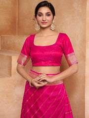 Magenta Striped Woven Design Zari Pure Silk Saree