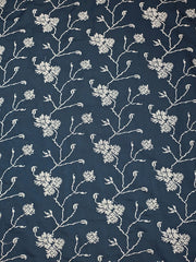 Teal Floral Embroidered Sequinned Unstitched Dress Material