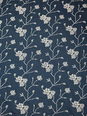 Teal Floral Embroidered Sequinned Unstitched Dress Material