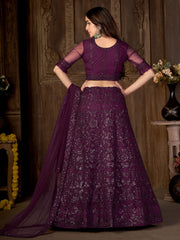 Embroidered Sequinned Semi-Stitched Lehenga & Blouse With Dupatta