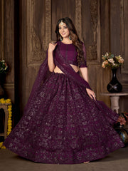 Embroidered Sequinned Semi-Stitched Lehenga & Blouse With Dupatta
