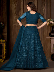 Embroidered Semi-Stitched Lehenga & Unstitched Blouse With Dupatta