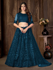 Embroidered Semi-Stitched Lehenga & Unstitched Blouse With Dupatta
