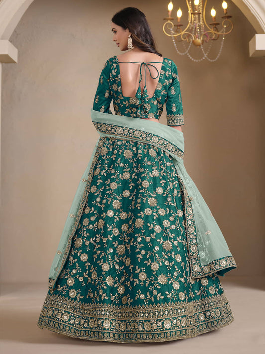 Green Bridesmaids Style Art Silk Wedding Lehenga Choli