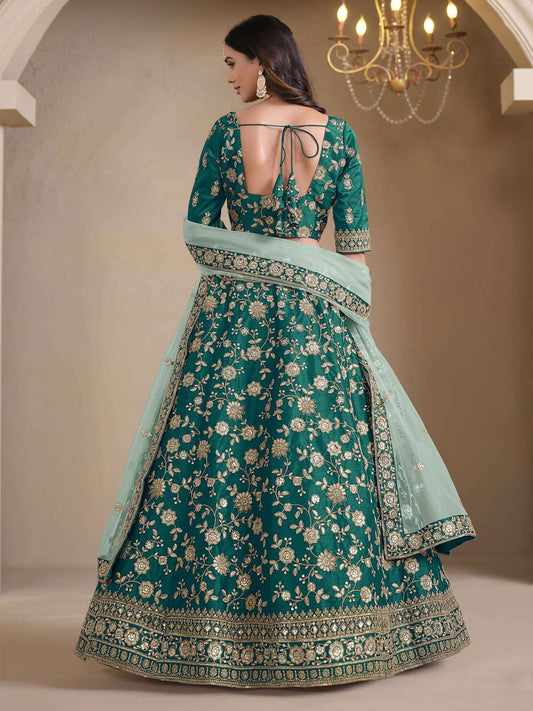 Green Bridesmaids Style Art Silk Wedding Lehenga Choli