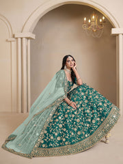 Green Bridesmaids Style Art Silk Wedding Lehenga Choli