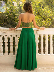 Emerald Muse Jacquard Halter Co-ord Set