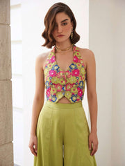 Lime Green Indo Western Palazzo Set