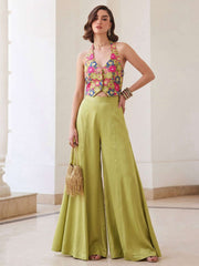 Lime Green Indo Western Palazzo Set