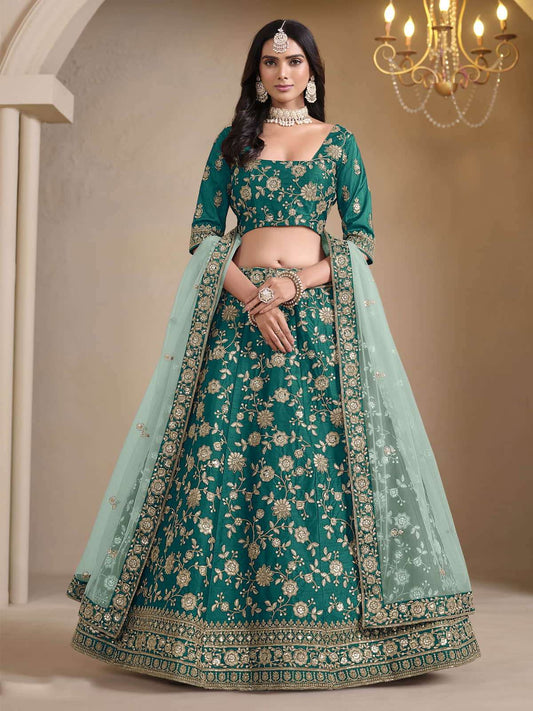 Green Bridesmaids Style Art Silk Wedding Lehenga Choli