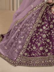 Wine Bridesmaids Style Art Silk Wedding Lehenga Choli