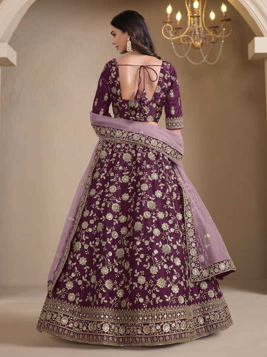Wine Bridesmaids Style Art Silk Wedding Lehenga Choli