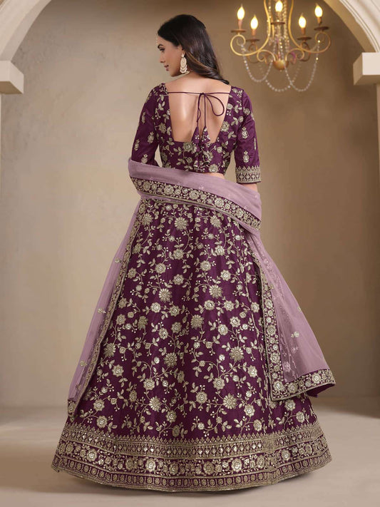 Wine Bridesmaids Style Art Silk Wedding Lehenga Choli