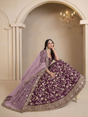 Wine Bridesmaids Style Art Silk Wedding Lehenga Choli