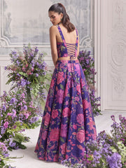 Purple Organza Printed Lehenga Blouse