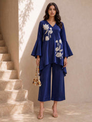 Beautiful Blue Natural Crepe Indo Western Co Ords Set