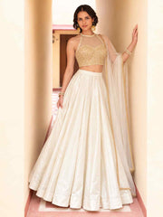 White Roman Silk Designer Lehenga And Choli