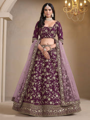 Wine Bridesmaids Style Art Silk Wedding Lehenga Choli