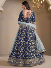 Blue Bridesmaids Style Art Silk Wedding Lehenga Choli