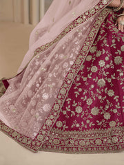 Pink Bridesmaids Style Art Silk Wedding Lehenga Choli