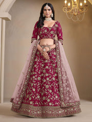 Pink Bridesmaids Style Art Silk Wedding Lehenga Choli