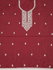 Maroon Floral Embroidered Sequinned Unstitched Dress Material