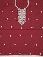 Maroon Floral Embroidered Sequinned Unstitched Dress Material