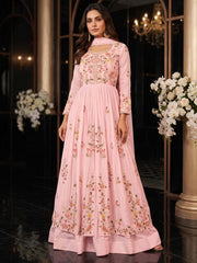 Pink Front Slit Style Wedding Skirt Anarkali Suit