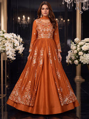 Orange Front Slit Style Wedding Skirt Anarkali Suit
