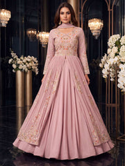 Pink Front Slit Style Wedding Skirt Anarkali Suit