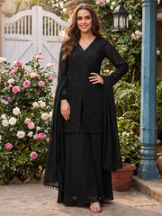 Beads Embroidered Work Black Wedding Palazzo Dress