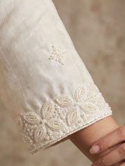 Beads Embroidered Work White Wedding Palazzo Dress