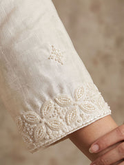 Beads Embroidered Work White Wedding Palazzo Dress