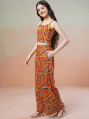 Yellow Girls Printed Top & Trousers Co-Ord